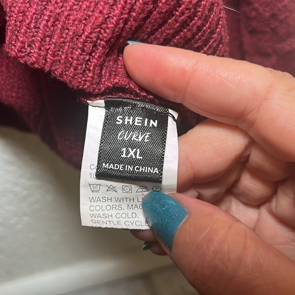 Shein Curve maroon knitted sweater size 1X - Picture 5 of 8